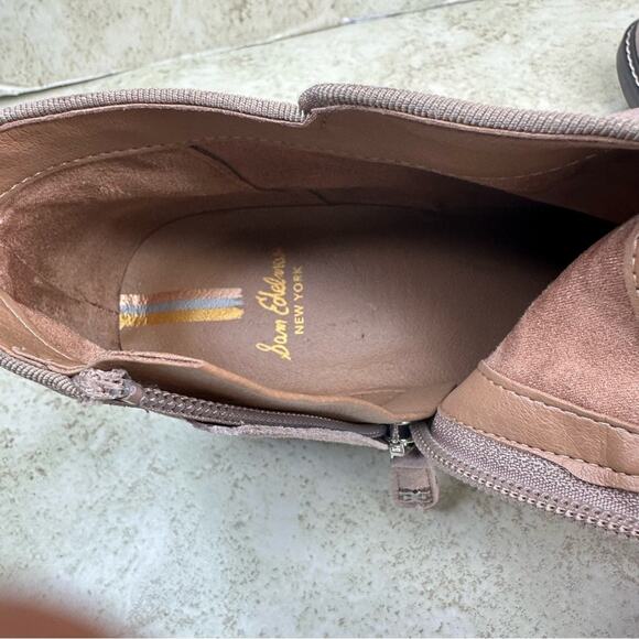 SAM EDELMAN Women's Sz 9 Pryce Beige Leather Suede Waterproof Ankle Booties - Picture 14 of 16